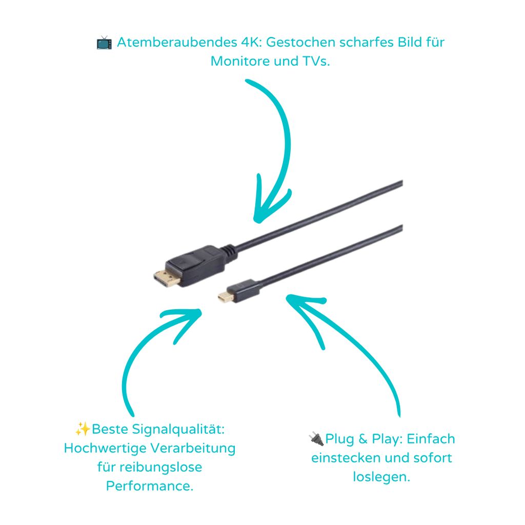 Mini Displayport/ Displayport, 1.2, 4K, schwarz 1m