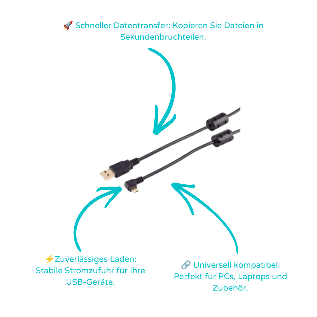 USB A - Micro B Stecker 90° Winkel rechts 1m