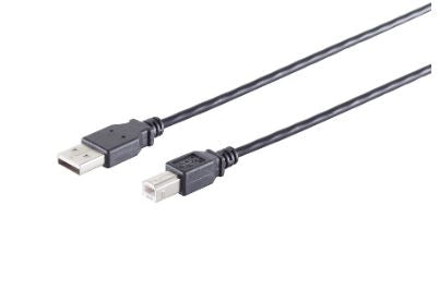 USB-A Adapterkabel, USB-B, 2.0, schwarz, 1m