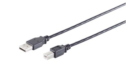USB-A Adapterkabel, USB-B, 2.0, schwarz, 3m