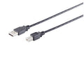USB-A Adapterkabel, USB-B, 2.0, schwarz, 5m