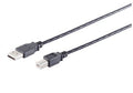 USB-A Adapterkabel, USB-B, 2.0, schwarz, 1,8m