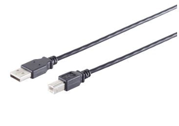 USB-A Adapterkabel, USB-B, 2.0, schwarz, 1,8m
