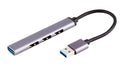 USB-A Hub, 3.0, 4-fach USB-A, ALU, slim, 0,12m