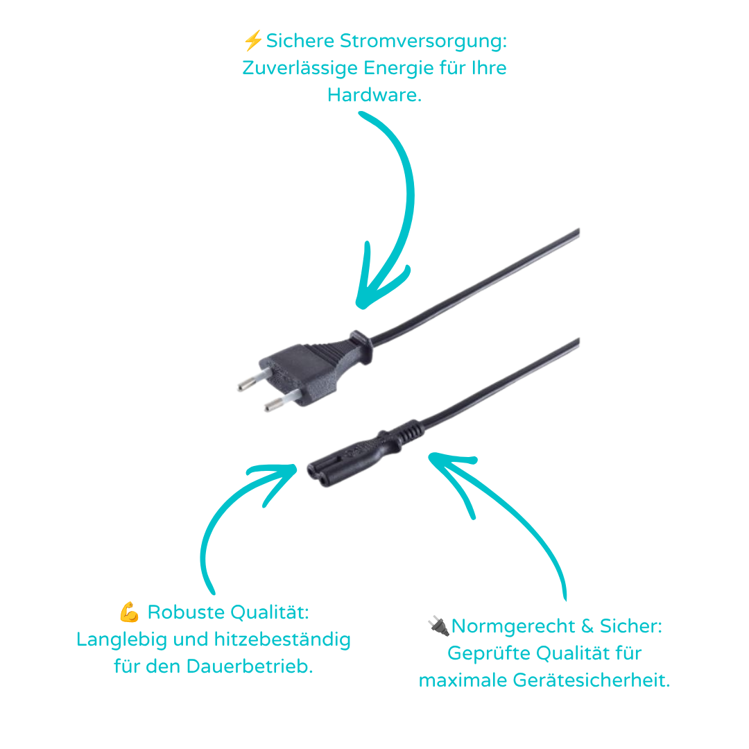 Netzanschlusskabel, Doppelnute, VDE, 3m