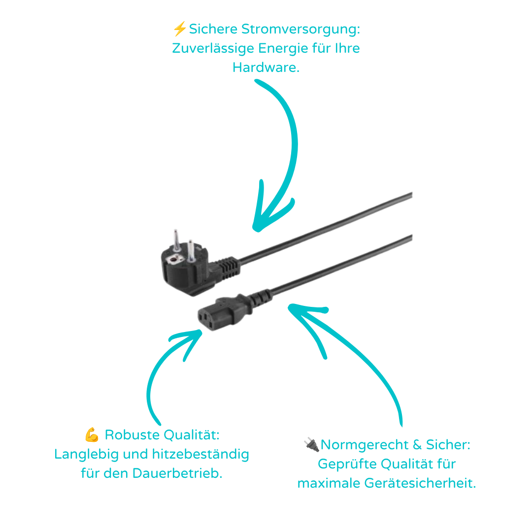 Schutzkontakt 90°/Kaltgerätebuchse CEE7/7-C13 1,8m