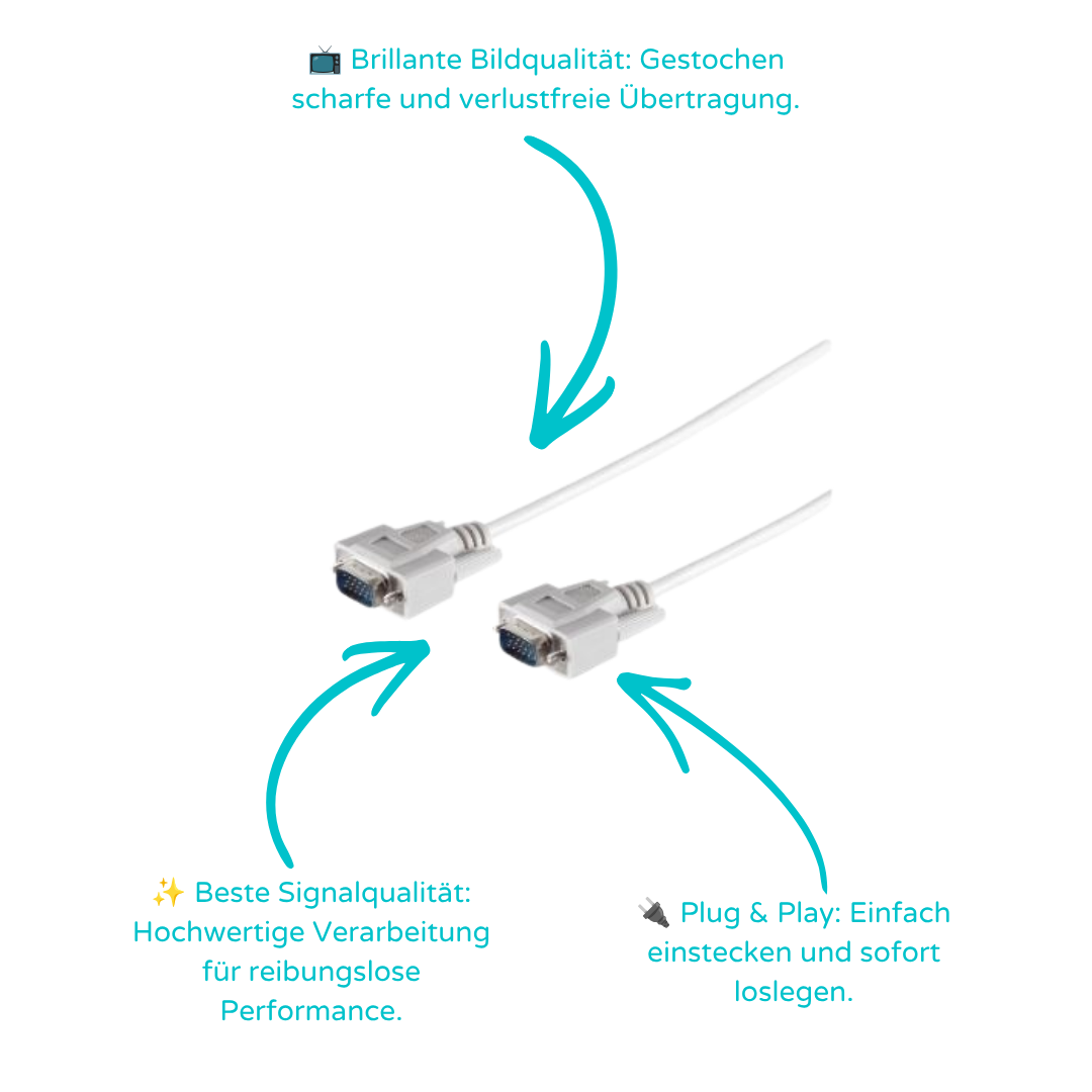 VGA-Monitorkabel 2 x 15-pol. HDD-Stecker 5m